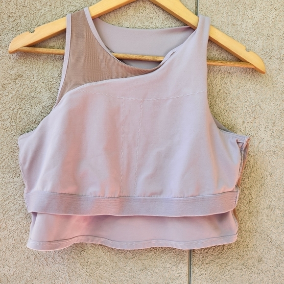 Athleta Tops - Athleta Tank Top Women's Extra Large Lilac Cropped Activewear Lined Lace Top